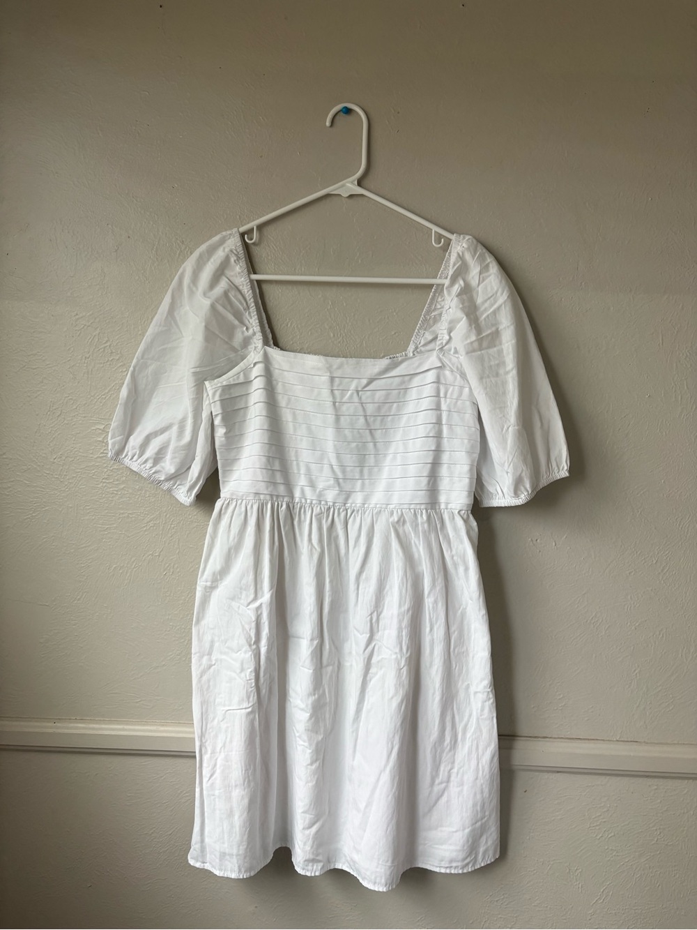 Altar'd State White Square-Neck Puff Sleeve Mini Dress